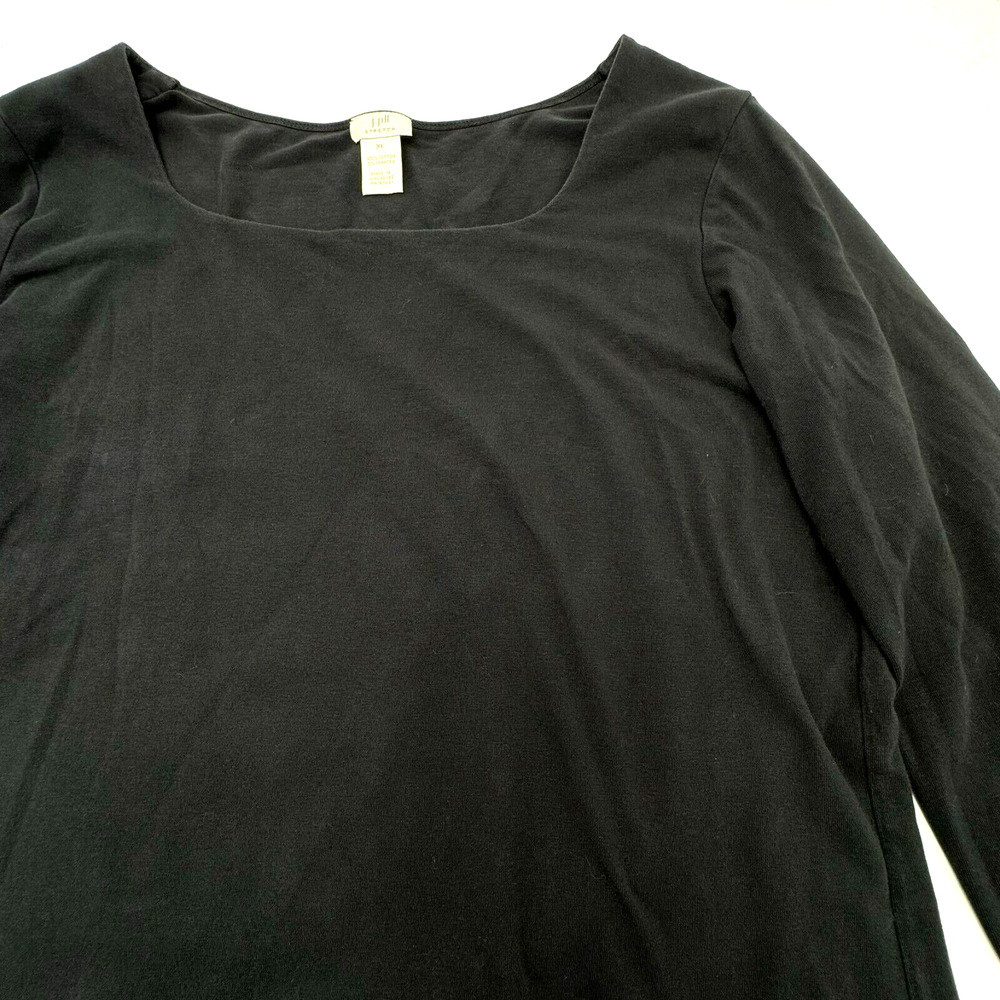 J. JILL Women's XL Black Classic Knit Shirt Tee 3/4 Sleeve‎ Lightweight Stretch